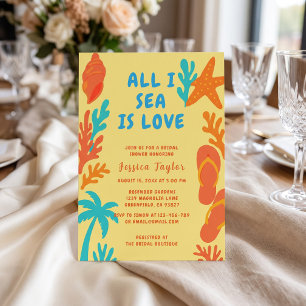 All I Sea Is Love Coastal Boho Bridal Custom Invitation