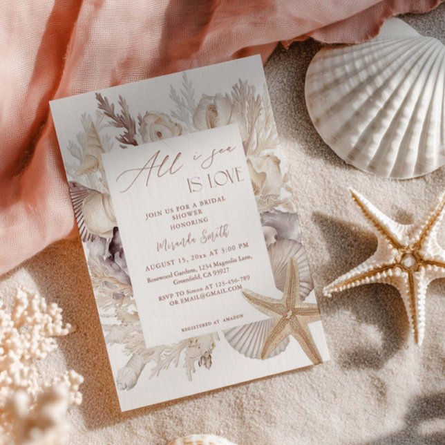All I Sea Is Love Coastal Bridal Shower Invitation (Creator Uploaded)