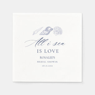 All I Sea Is Love Coastal Bridal Shower Napkin