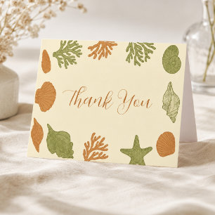 All I Sea Is Love Coastal Retro Coral Art Thank You Card