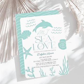 All I Sea is Love Dolphin Coastal Bridal Shower Invitation