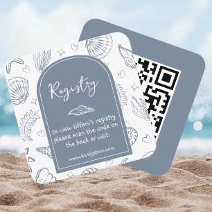 All I Sea is Love Dusty Blue QR Code Bridal Shower Enclosure Card