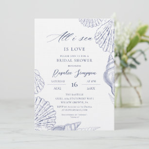 All I Sea Is Love Nautical Coastal Bridal Shower  Invitation