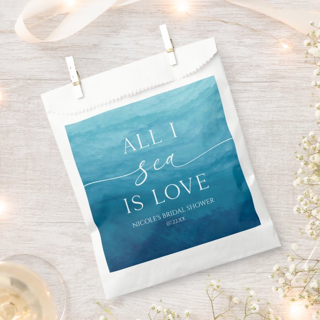 All I Sea Is Love Ocean Beach Sea Bridal Shower Favour Bags (Clipped)