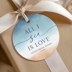 All I Sea Is Love Ocean Beach Shore Bridal Shower Favour Tags