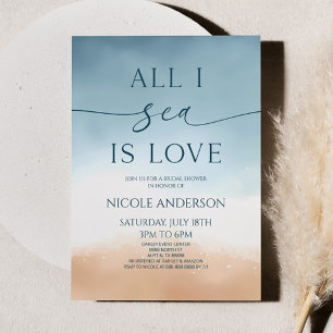 All I Sea Is Love Ocean Beach Shore Bridal Shower Invitation