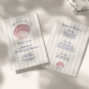 All I Sea is Love Pink Navy Bachelorette Invitation