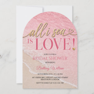 All I Sea Is Love Pink Ocean Bridal Shower Invitation