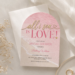 All I Sea Is Love Pink Ocean Bridal Shower  Invitation