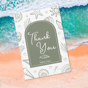All I Sea is Love Sage Green Thank You Card