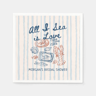 All I Sea is Love Seafood Bridal Shower Napkin