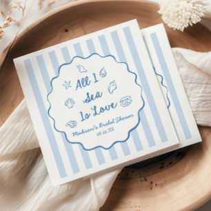 All I Sea Is Love Seashell Coastal Bridal Shower Napkin