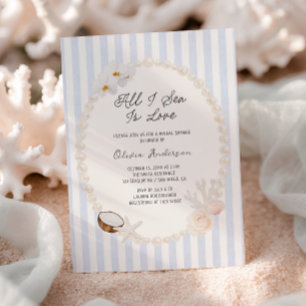All I Sea Is Love Soft Beach Bridal Shower Invitation