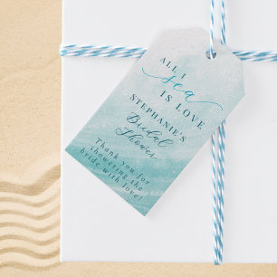 All I Sea Is Love Teal Ocean Beach Bridal Shower Gift Tags