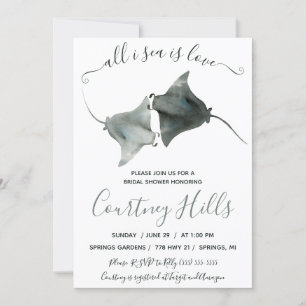 All I Sea is Love! Two Stingrays Bridal Shower Invitation