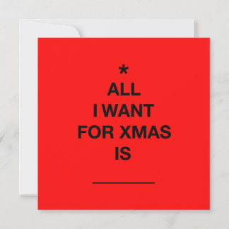 'All I want' Christmas Card - Red