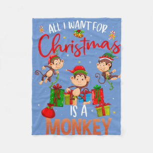 all i want christmas is a monkey fleece blanket