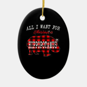 All I Want Christmas Is Hippopotamus Funny Xmas Ceramic Tree Decoration
