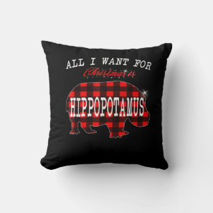 All I Want Christmas Is Hippopotamus Funny Xmas Cushion