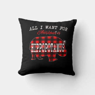 All I Want Christmas Is Hippopotamus Funny Xmas Cushion