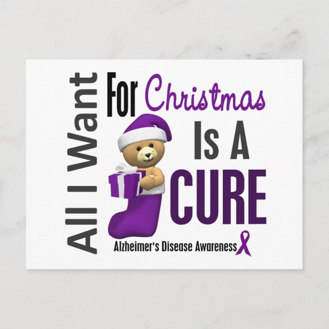 All I Want For Christmas Alzheimer's Disease Holiday Postcard (Front)