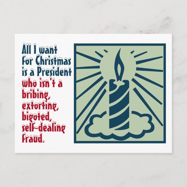 All I Want For Christmas Anti-Trump Template Postcard (Front)