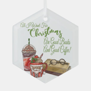 All I Want For Christmas Are Good Books Glass Tree Decoration