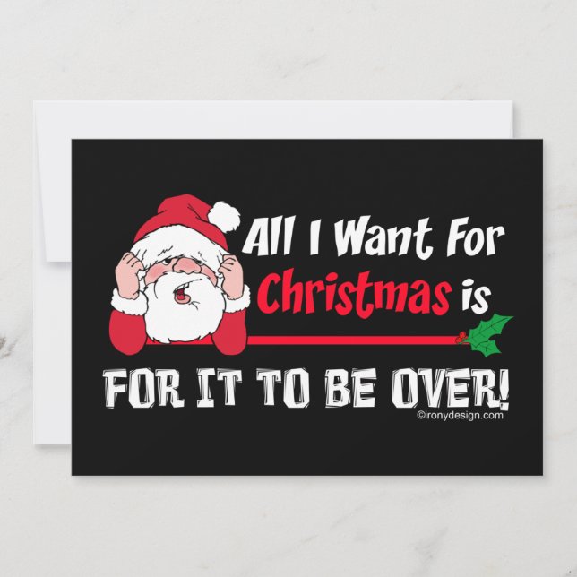 All I want for Christmas Bah Humbug Funny Black Holiday Card (Front)