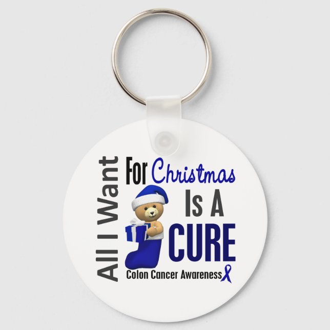 All I Want For Christmas Colon Cancer Key Ring (Front)