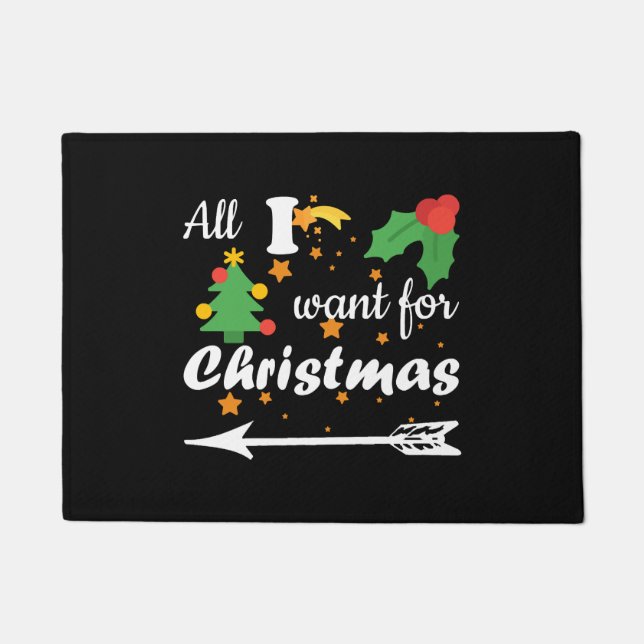 All i want for Christmas  Couple Shirt Doormat (Front)