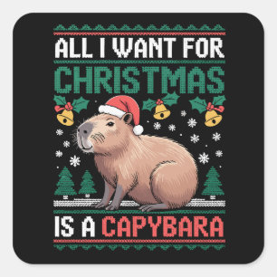 All I Want For Christmas Is A Capybara Animal Gift Square Sticker