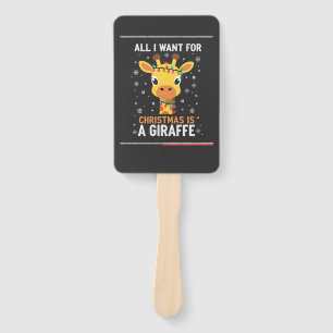 All I Want For Christmas Is A Giraffe Animal Ugly Hand Fan