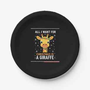 All I Want For Christmas Is A Giraffe Animal Ugly Paper Plate