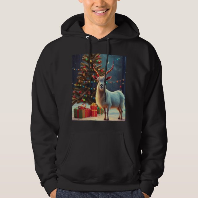  All I Want for Christmas is a goat men's ugly  Hoodie (Front)