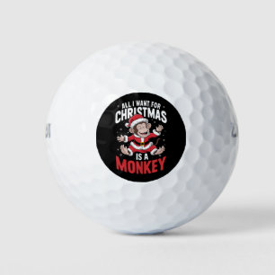 All I Want For Christmas is A Monkey Lover Xmas  Golf Balls