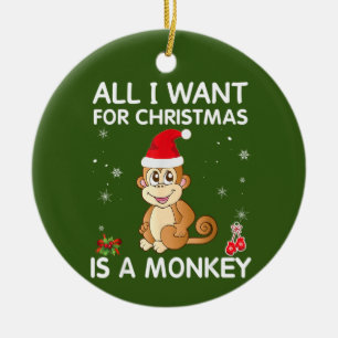 All I Want For Christmas Is A Monkey Merry Xmas Ceramic Tree Decoration