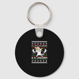 All I Want For Christmas Is A Unicorn T-Shirt Key Ring