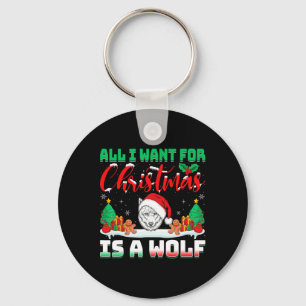 All I Want For Christmas Is A Wolf Santa Hat Wolve Key Ring