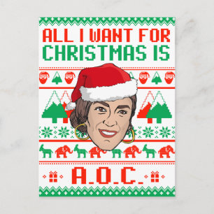 All I want for Christmas is AOC Holiday Postcard