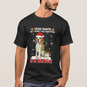 All I Want For Christmas Is Beagle Santa Hat Dog L T-Shirt