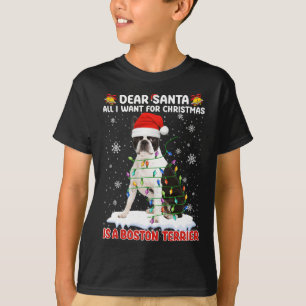 All I Want For Christmas Is Boston Terrier Santa D T-Shirt