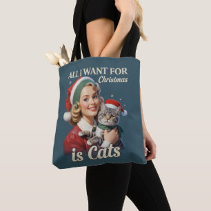 All I Want for Christmas is Cats Cat Lover Cat Mum Tote Bag