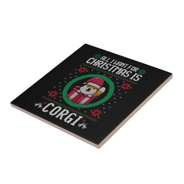 All i want for Christmas is Cute Corgi Tile (Side)