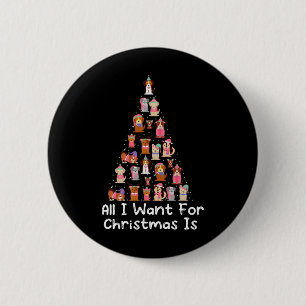 All I Want For Christmas Is Dogs Xmas Tree Funny 6 Cm Round Badge