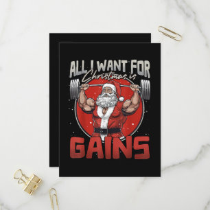All I Want For Christmas Is Gains Funny Santa Invitation Postcard