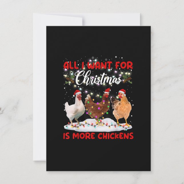 All I Want For Christmas Is More Chickens Santa Ha Invitation (Front)