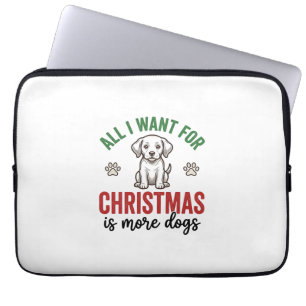 All I Want for Christmas Is More Dogs Vintage Desi Laptop Sleeve