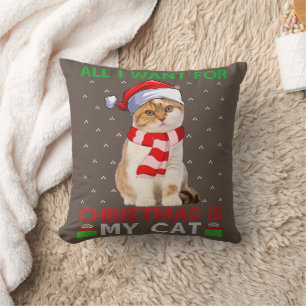 All I Want For Christmas Is My Cat Ugly Santa Cat Cushion