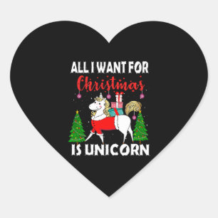 All I Want For Christmas Is Unicorn Heart Sticker