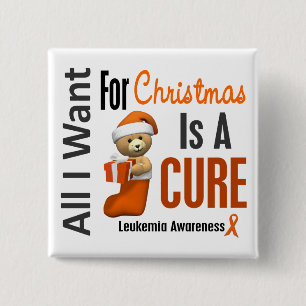 All I Want For Christmas Leukaemia 15 Cm Square Badge